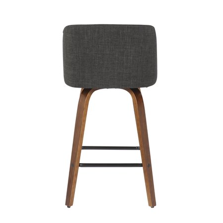 Lumisource Toriano Counter Stool in Walnut and Charcoal Fabric, PK 2 B26-TRNO2X WLCHAR2